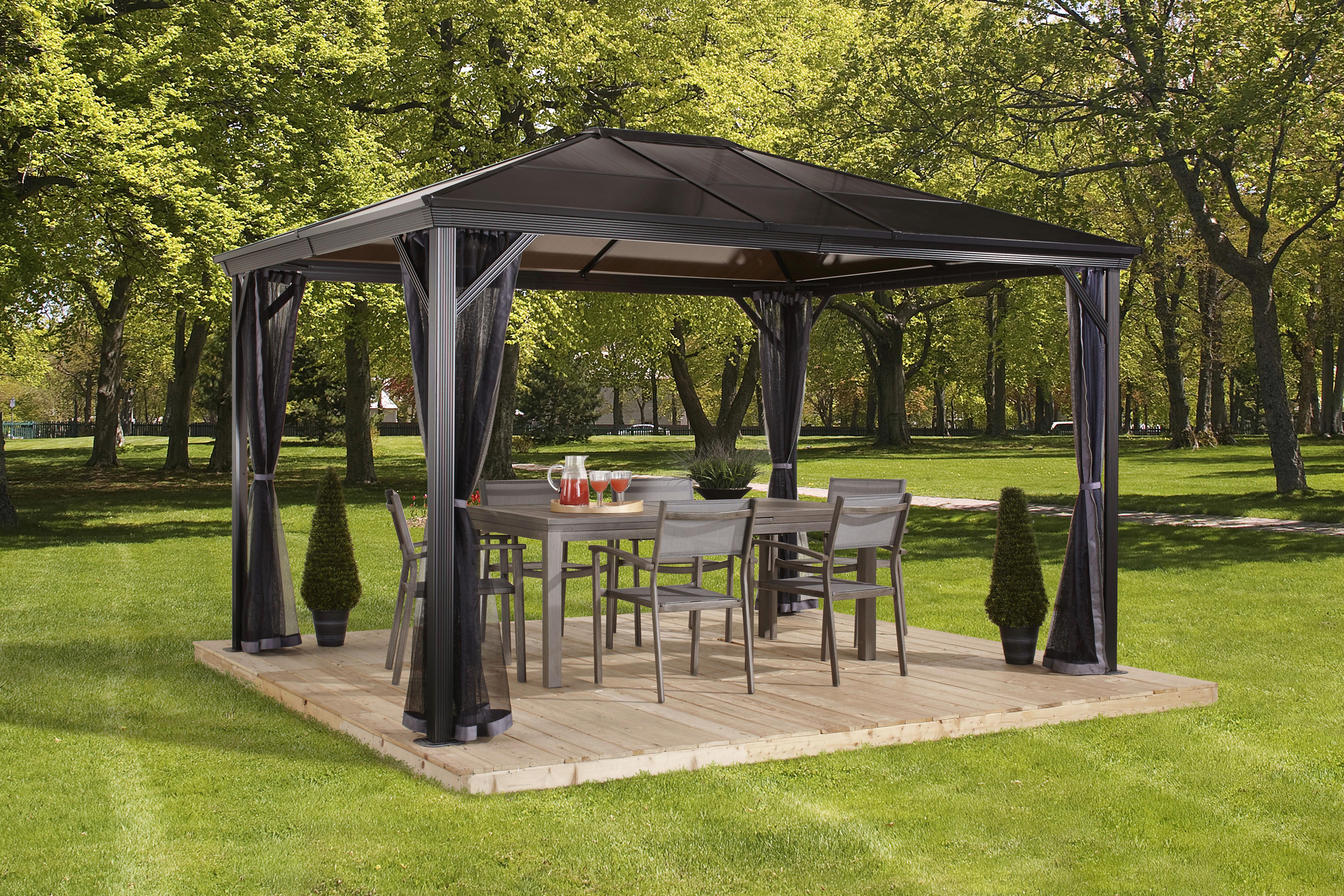 Pavillon Verona 423x298 Cm Wetterfest Gartenpavillon - Anthrazit, Basics, Kunststoff/Metall (423/261/298cm)