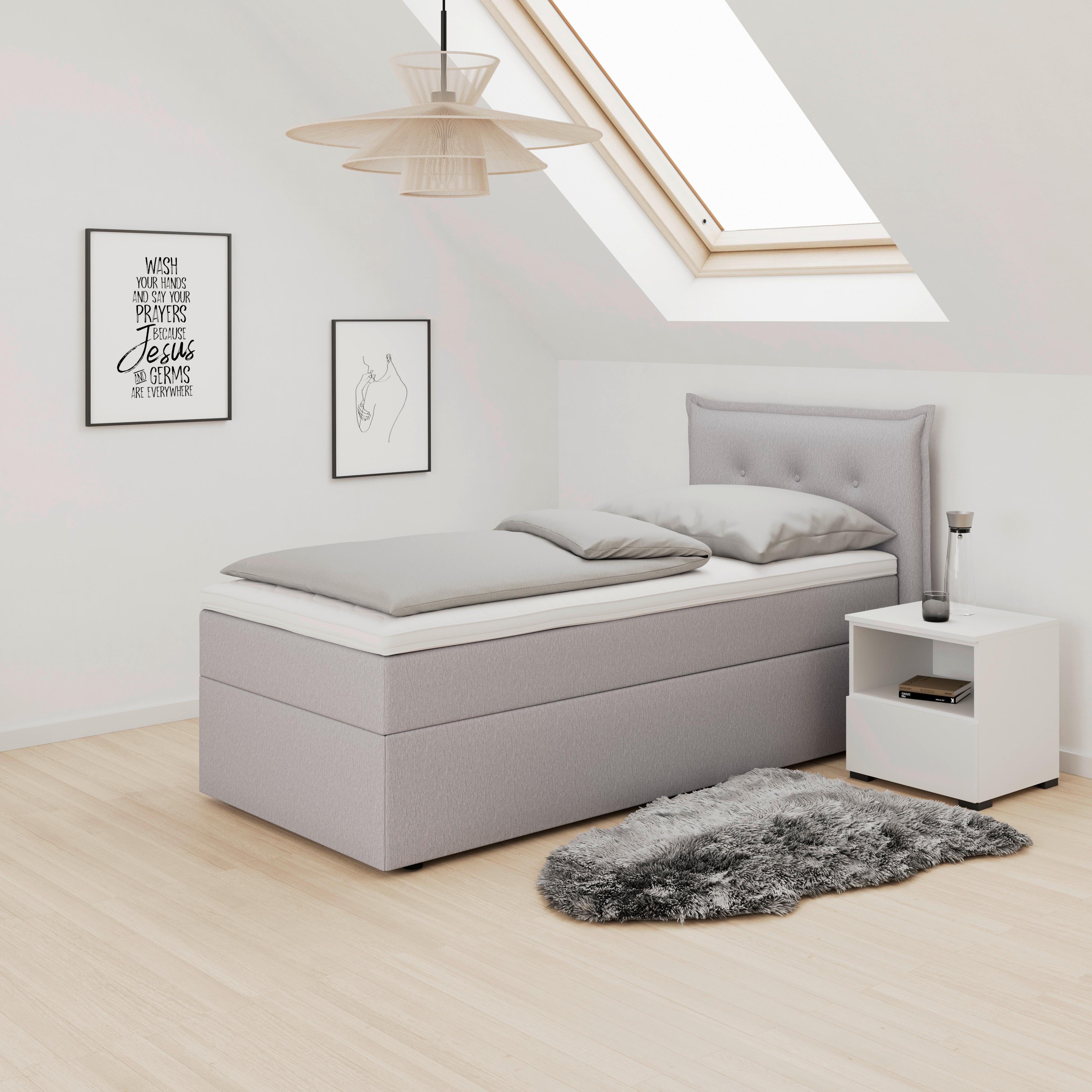 Boxspringová posteľ POLO 90x200, SIVá - čierna/sivá, Modern, drevo/textil (90/200cm) - Bessagi Home