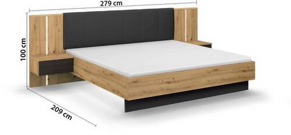 Bettanlage Apollon Eiche Artisan/schwarz B: 180cm - Schwarz/Eiche Artisan, MODERN, Holzwerkstoff/Textil (180/200cm) - Rauch Möbel