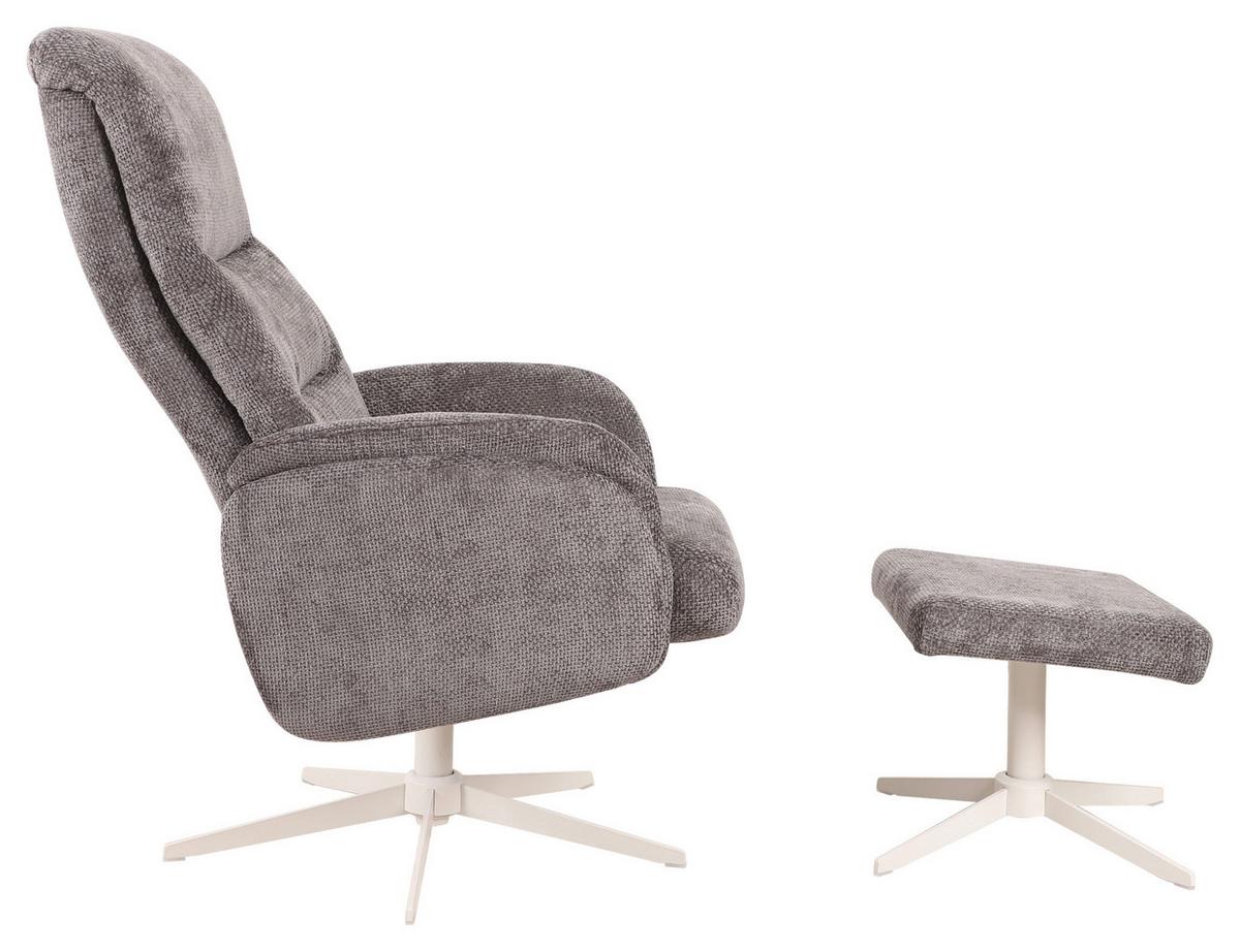 Relaxačné kreslo STAR, grafitová ženilka, s taburetom - biela/grafitová, Modern, kov/textil (72/107-95/86-110cm) - Mömax
