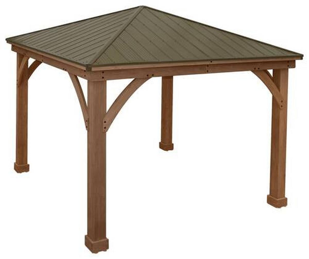 Pavillon Devon 366x366cm Wetterfest - Bronzefarben/Mokka, Basics, Holz/Metall (366/320/366cm)