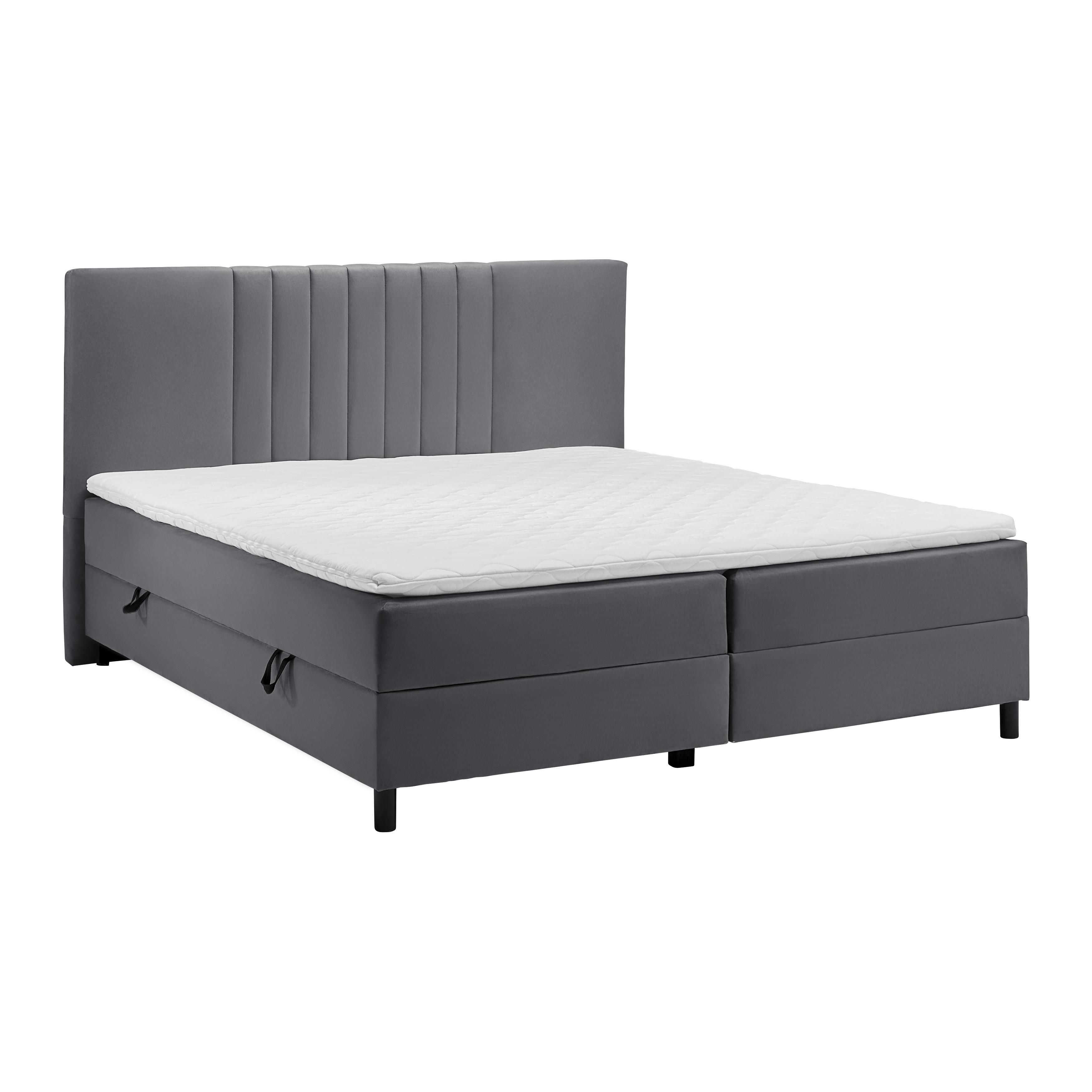 Boxspring posteľ ROMA tmavá sivá, 180x200cm - čierna/sivá, Modern, kov/drevo (180/200cm) - Bessagi Home