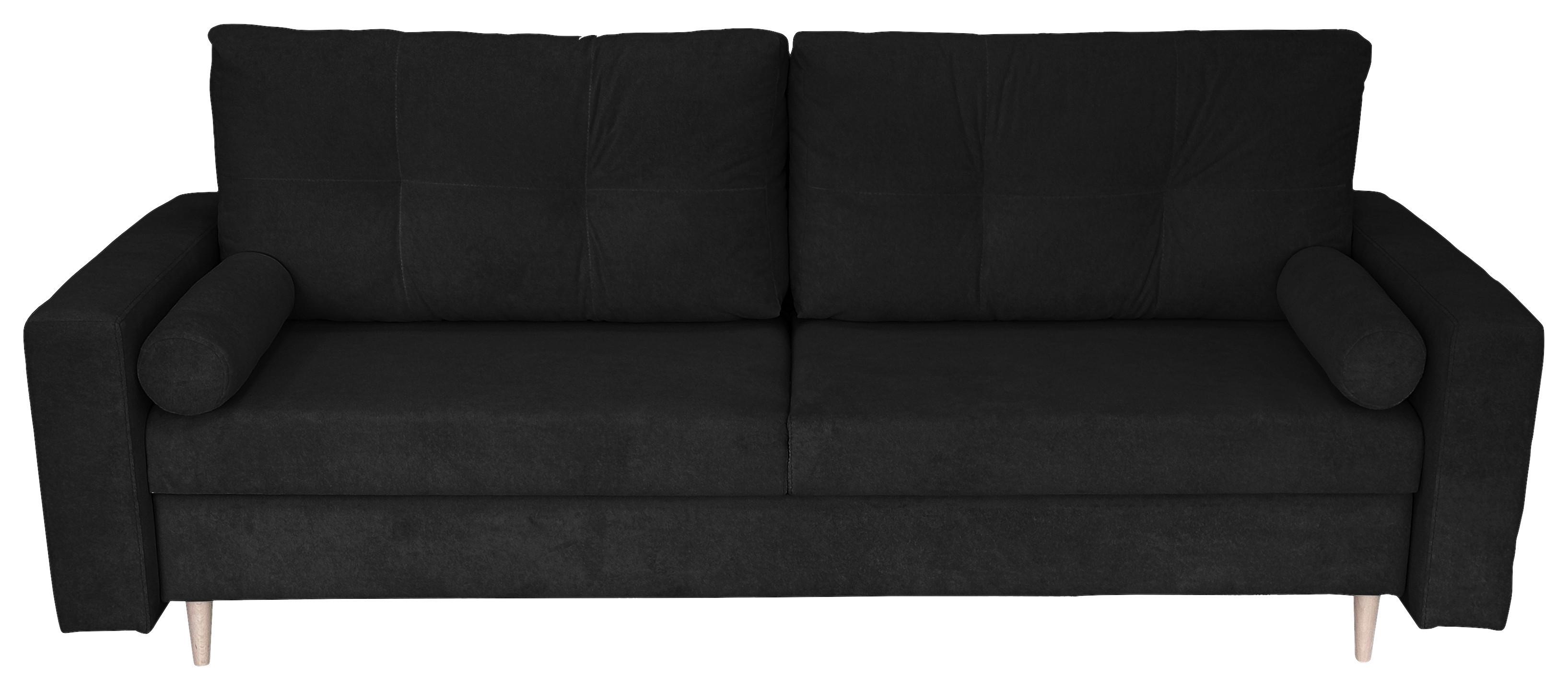 Schlafsofa Mit Bettkasten Torenta Schwarz B: 220 Cm - Schwarz/Naturfarben, Design, Textil (220/96/98cm) - MID.YOU