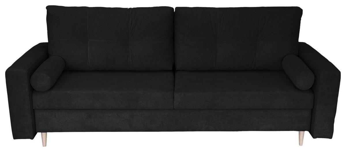 Schlafsofa Mit Bettkasten Torenta Schwarz B: 220 Cm - Schwarz/Naturfarben, Design, Textil (220/96/98cm) - MID.YOU