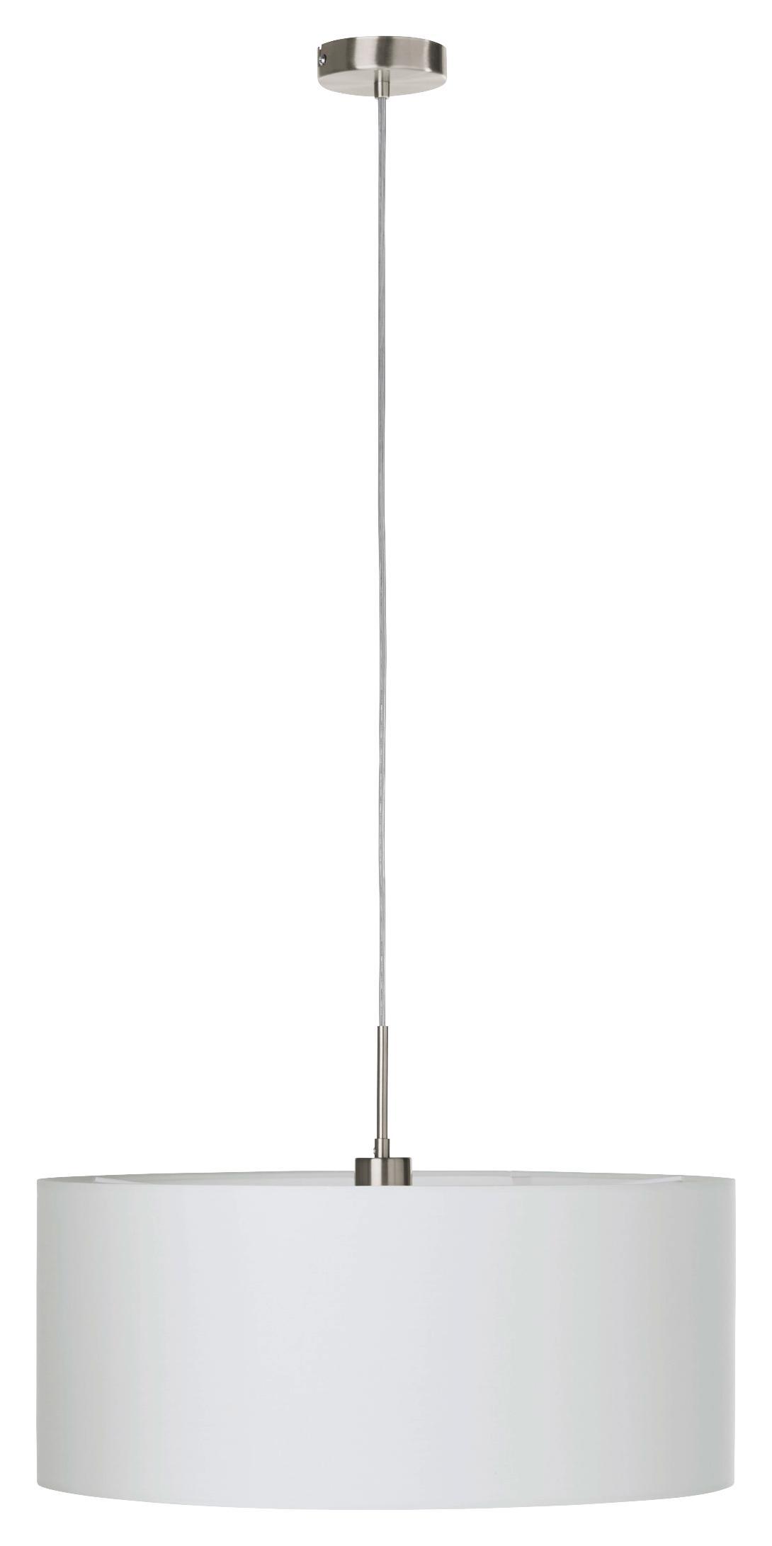 Hängeleuchte Pasteri - Weiß/Nickelfarben, MODERN, Textil/Metall (53/110cm)