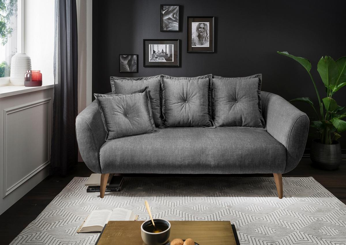 2,5-Sitzer Baggio Grau B: 196 cm - Buchefarben/Grau, MODERN, Textil (196/94/103cm) - Livetastic