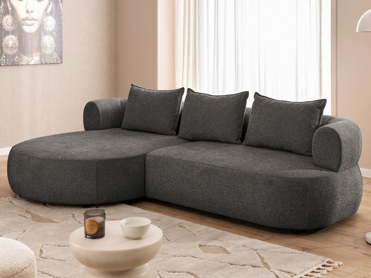 Ecksofa Ferro Anthrazit S: 156x256 cm - Anthrazit/Schwarz, Design, Textil (156/256cm) - Livetastic