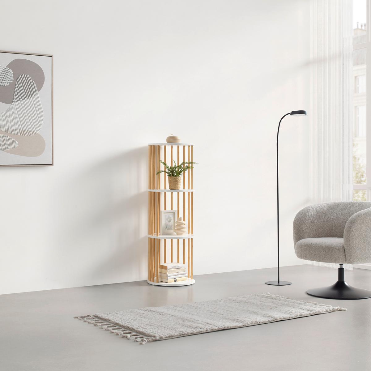 REGÁL ZORA -EXKLUSIV- - biela/prírodná farba, Modern, kompozitné drevo/prírodné materiály (40/114/40cm) - Mömax