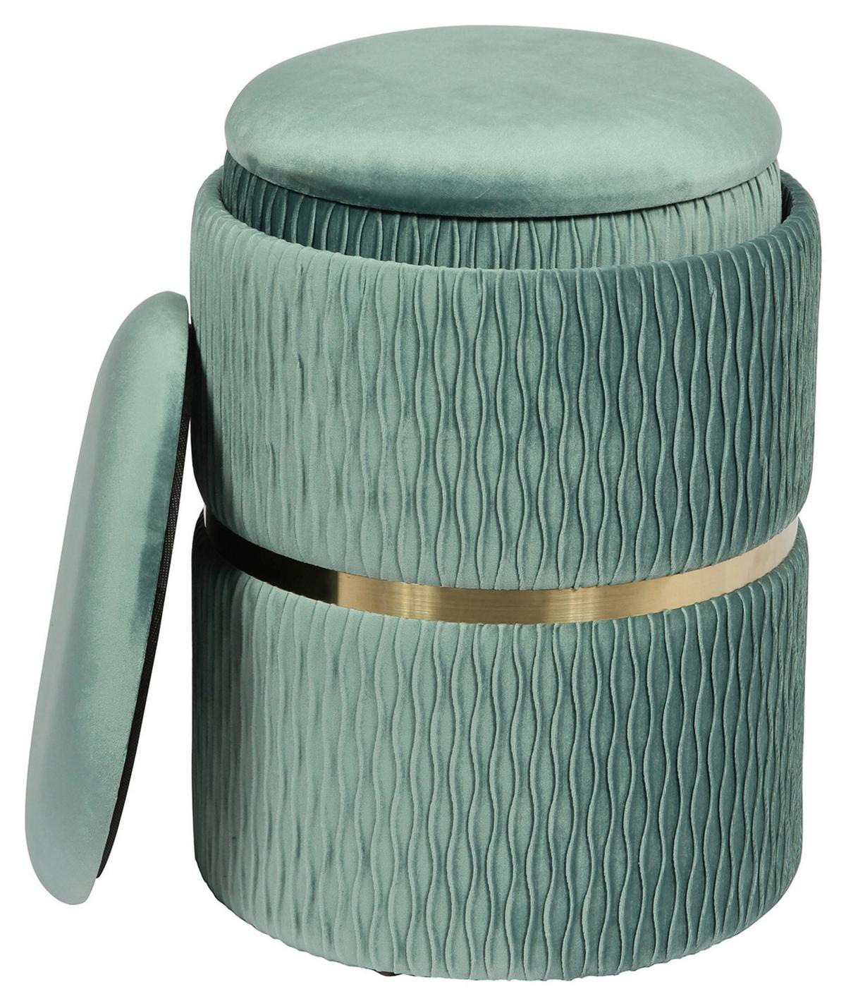 Hockerset Milas 100 2-Teilig Mintgrün D: 36/31,5 cm - Goldfarben/Mintgrün, KONVENTIONELL, Textil/Metall (31,5x38/36x44cm) - Kayoom