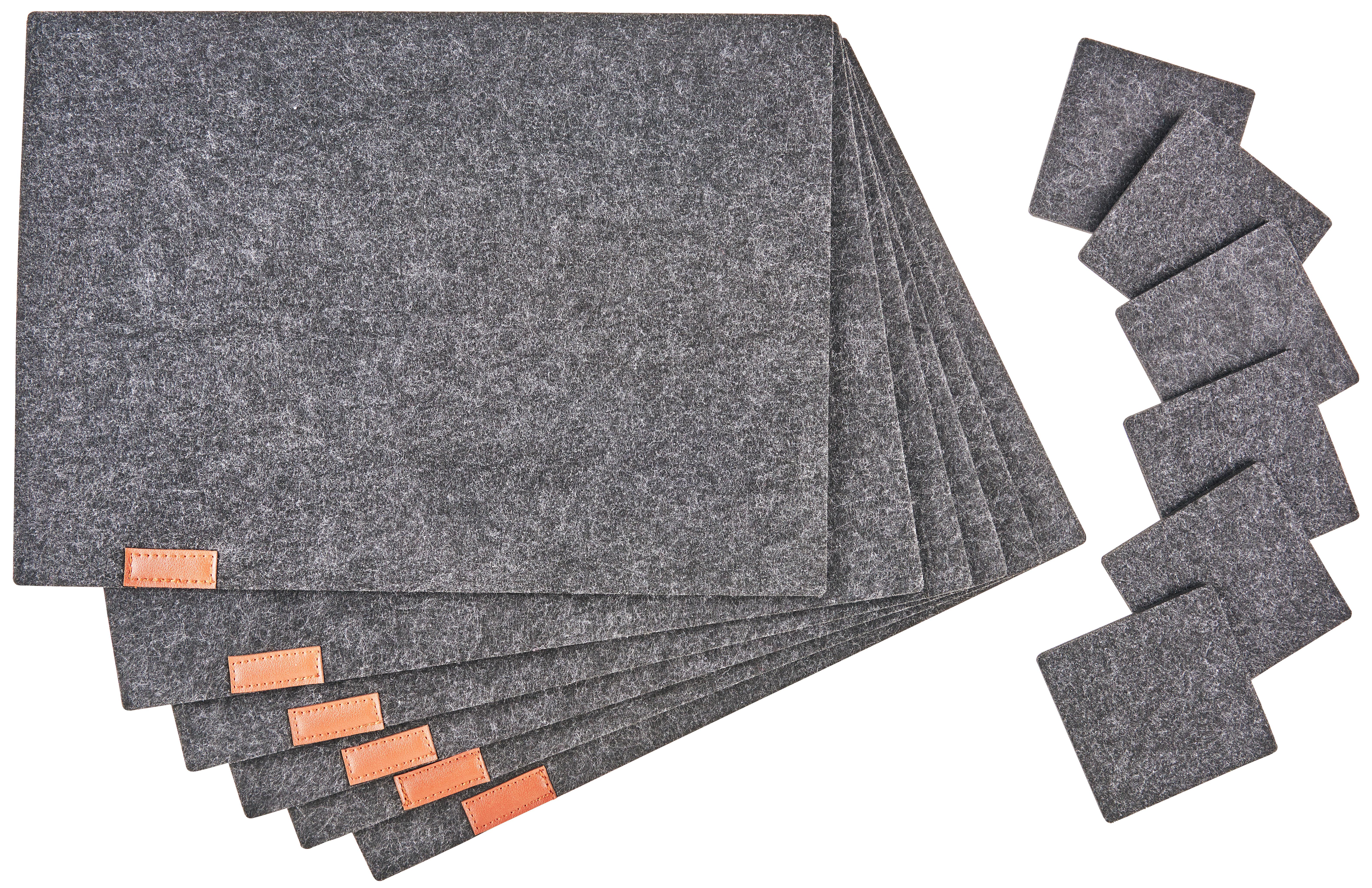Prostírání Felt, 12 Kusová Sada - tmavě šedá, Moderní, textil - Premium Living
