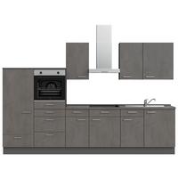 Kuchynská linka 330 cm, bridlicový šedý betón - farba ušľachtilej ocele/bridlicová, Modern, kov/kompozitné drevo (330cm) - Nobilia