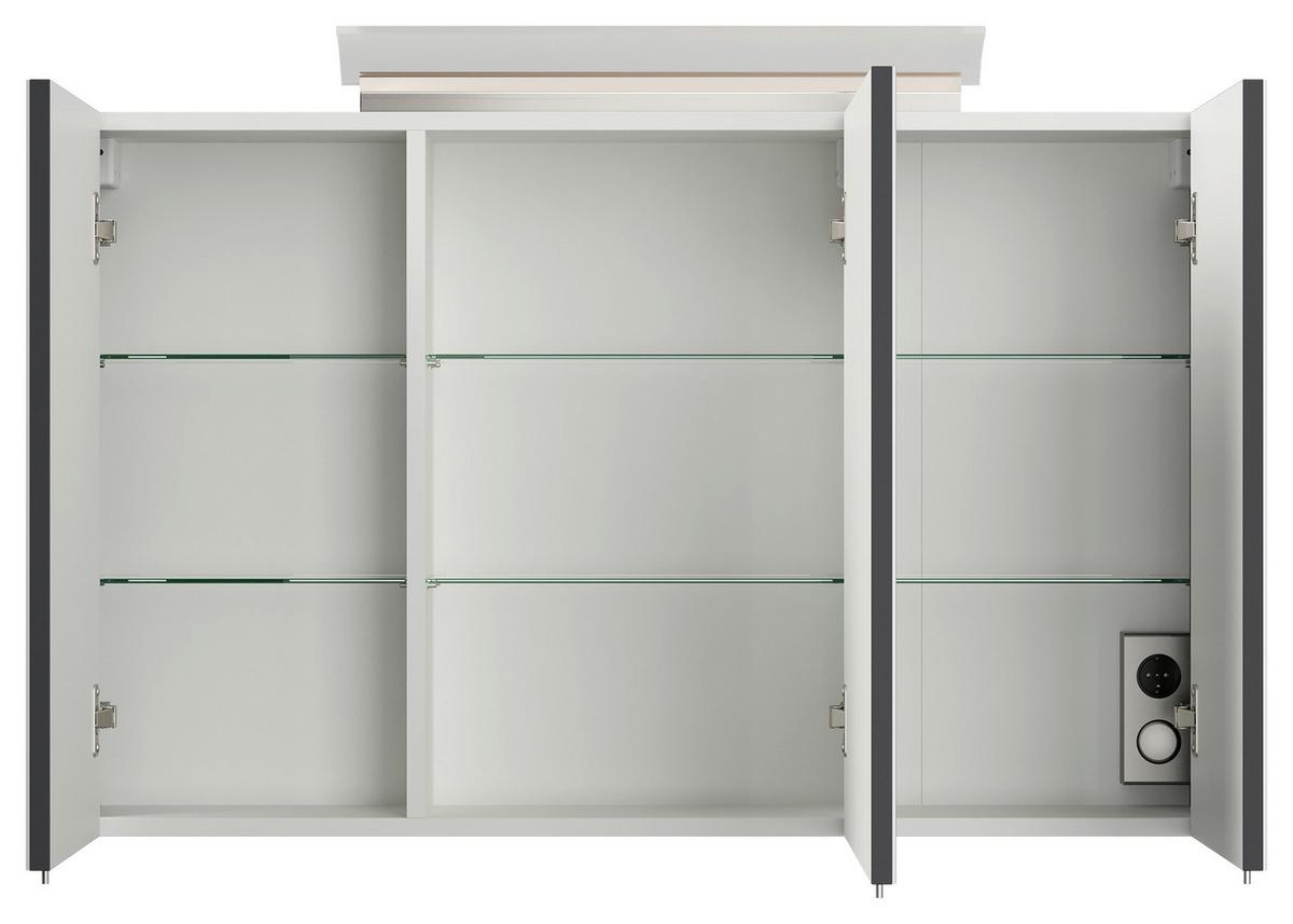 Spiegelschrank Graphitfarben B: 120 Cm - Graphitfarben, MODERN, Glas/Holzwerkstoff (120/62,5/17cm) - MID.YOU