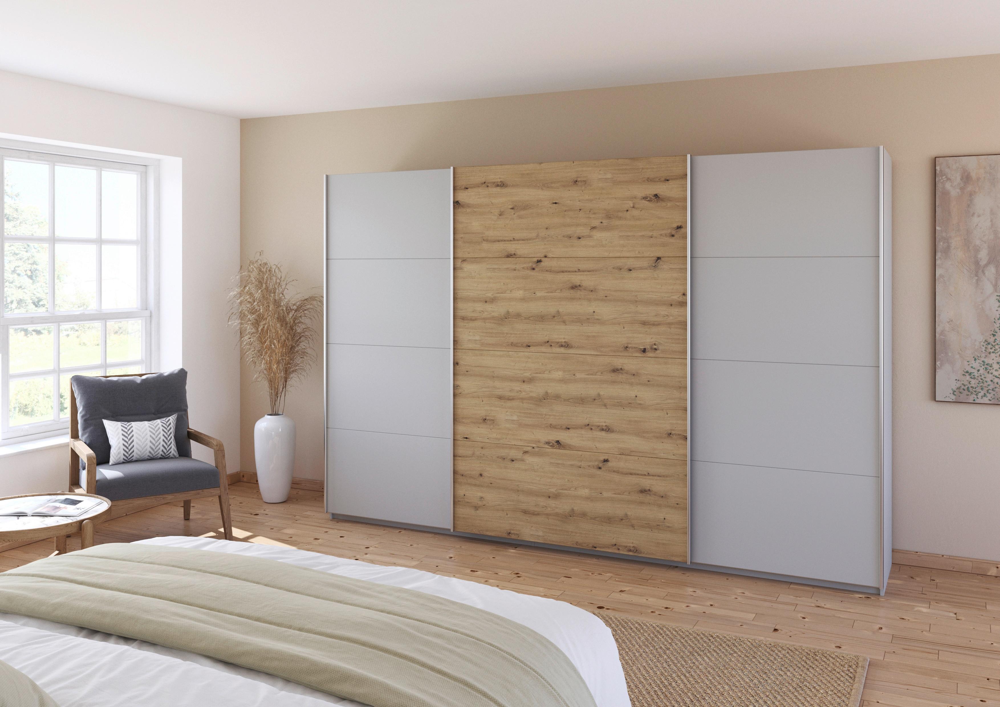 Schwebetürenschrank Feldkirch 315 Normalhöhe - Hellgrau/Eiche Artisan, MODERN, Holzwerkstoff (315/210/62cm)
