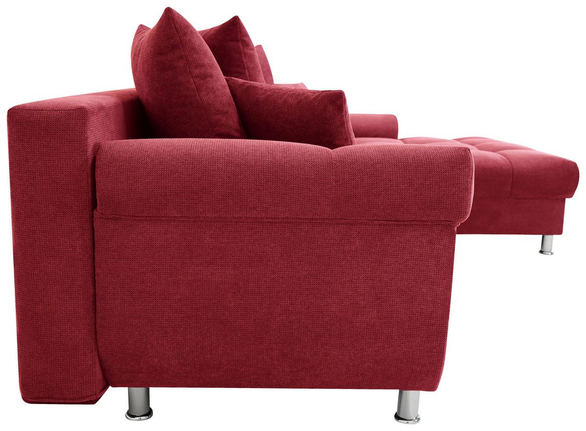Rohová sedačka ERICE, pravá, červená - chrómová/červená, Design, textil/plast (312/198cm)