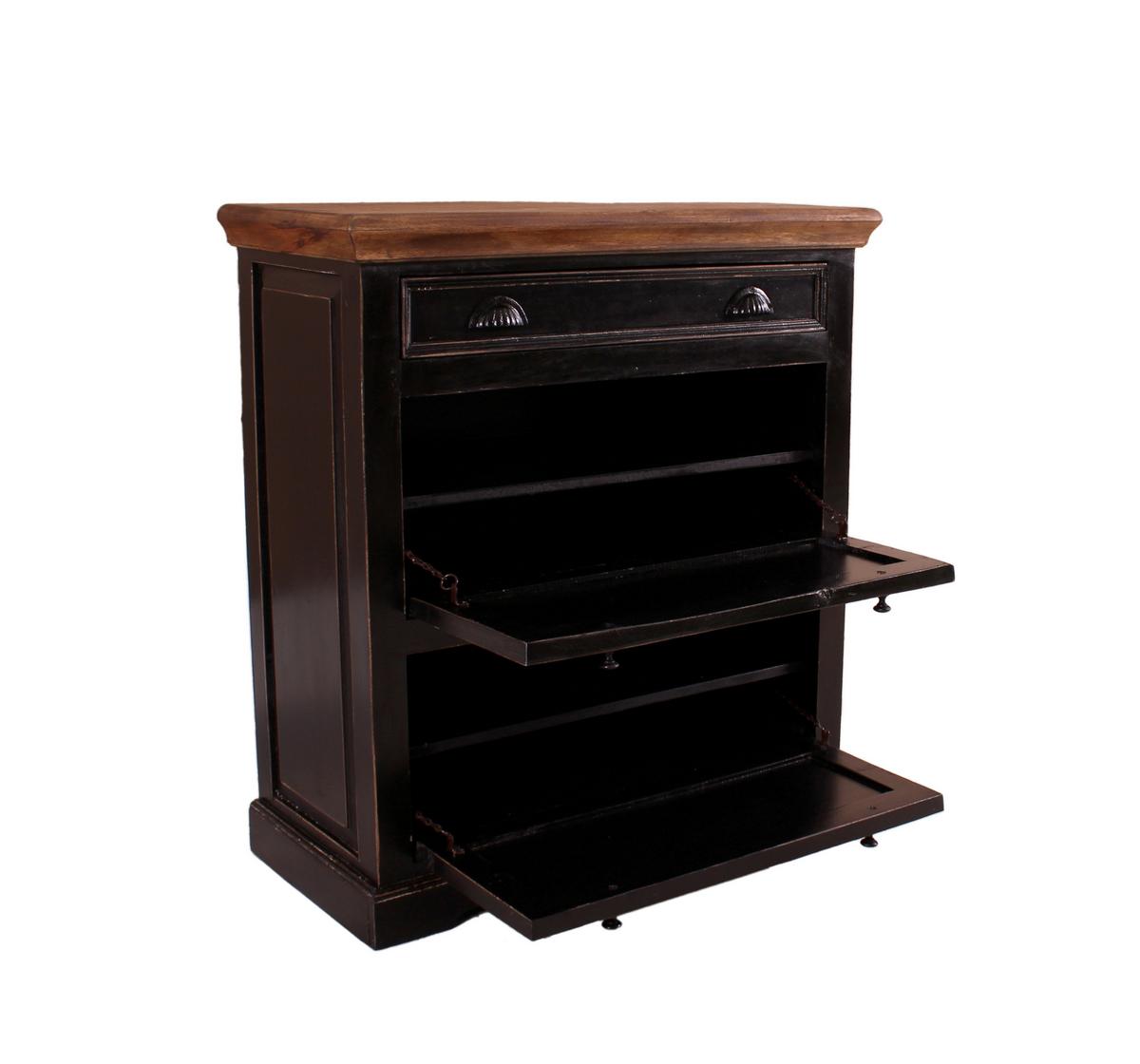 SCHUHSCHRANK Honig/Schwarz B: 85cm - Schwarz/Honig, Design, Holz/Holzwerkstoff (85/90/40cm) - MID.YOU