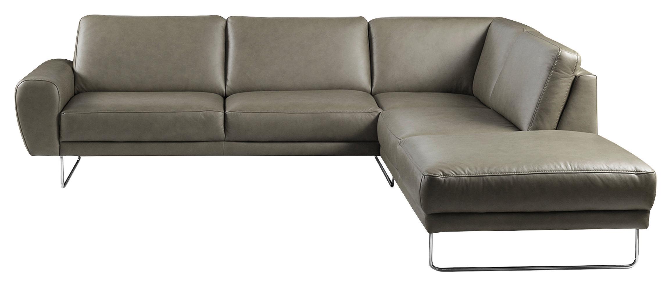 Ecksofa Spring Grau Chrom S: 273x250 Cm - Chromfarben/Grau, Design, Leder (273/250cm) - Livetastic