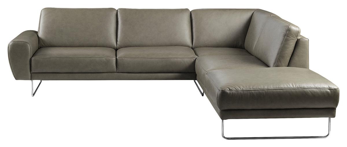 Ecksofa Spring Grau Chrom S: 273x250 Cm - Chromfarben/Grau, Design, Leder (273/250cm) - Livetastic