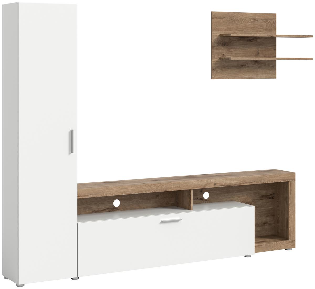 Szekrénysor Cross - tölgyfa/fehér, Design, faalapú anyag (218/178/31cm) - Livetastic