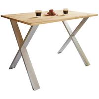 Esstisch Xona Silber, Eiche Dekor L: 140 cm - Honigeiche/Silberfarben, Basics, Holzwerkstoff/Metall (140/50/76cm) - MID.YOU