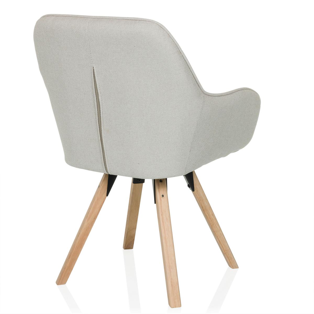 Armlehnstuhl Scandi Ted Creme B: 56 cm - Buchefarben/Creme, MODERN, Holz/Textil (56/84/62cm) - MID.YOU