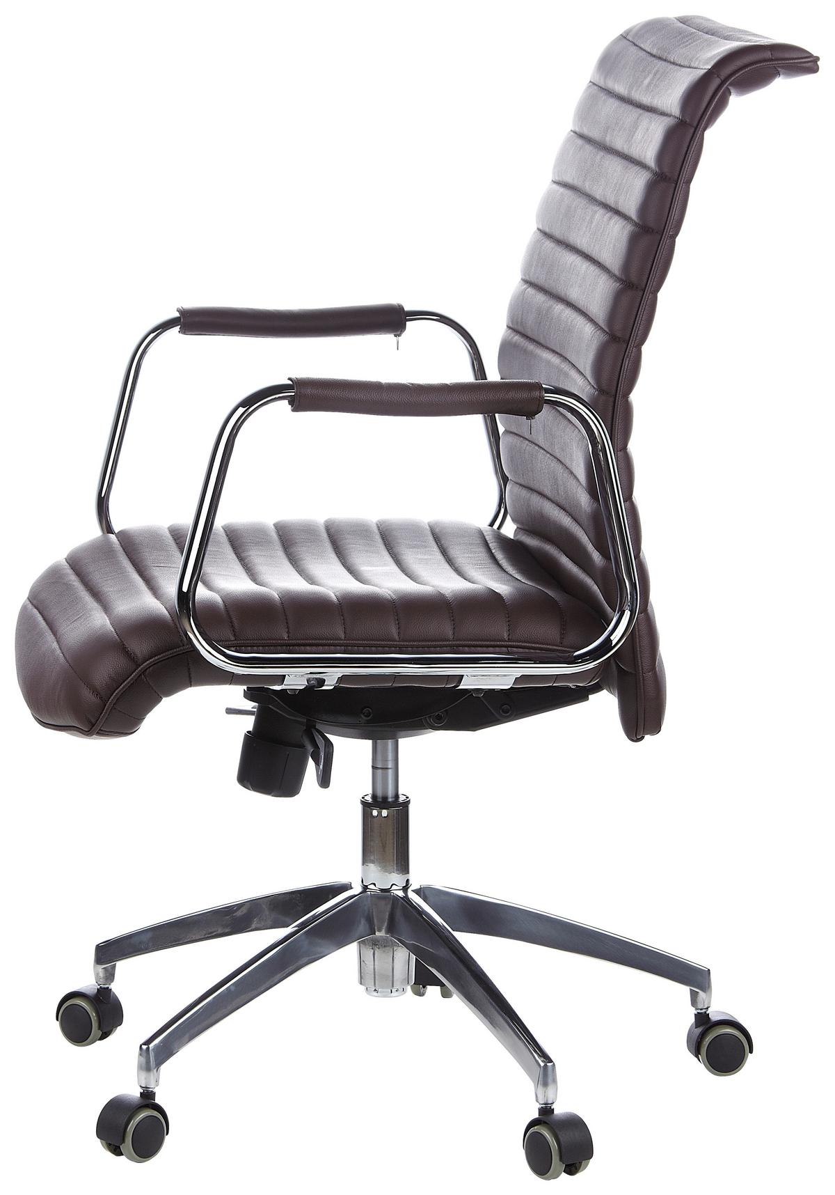 Drehstuhl Aspera 10 Dunkelbraun - Dunkelbraun/Silberfarben, MODERN, Leder/Kunststoff (59/114/50cm) - MID.YOU