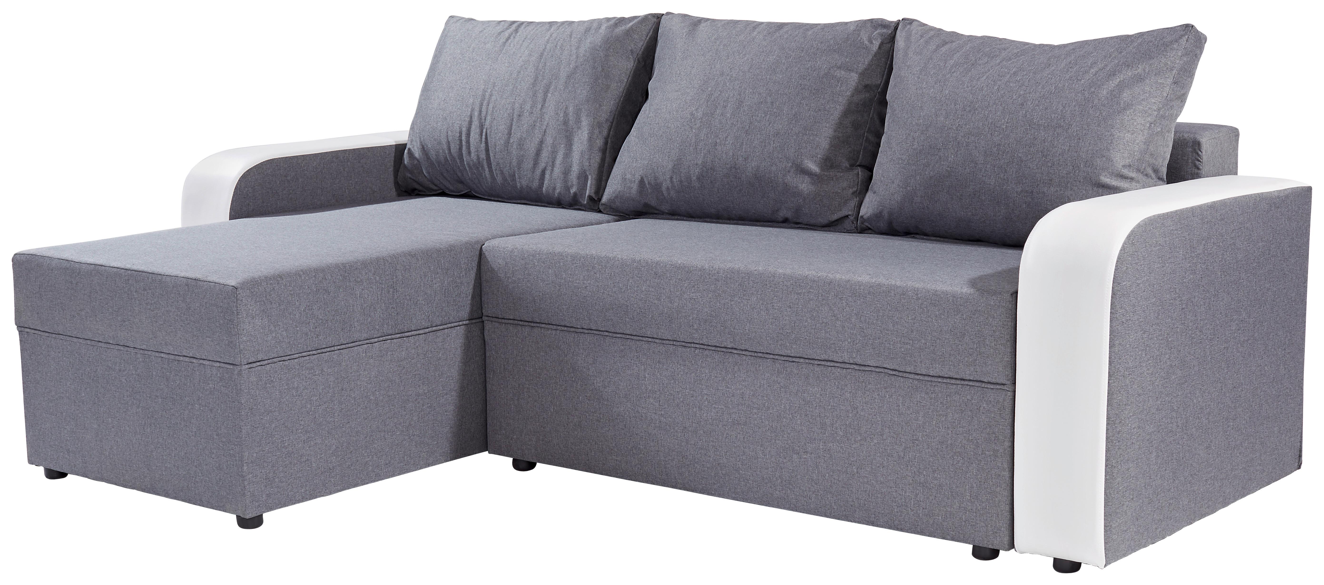 Ecksofa mit Schlaffunktion Racer, Webstoff/Lederlook - Schwarz/Weiß, KONVENTIONELL, Holz/Textil (149/237cm)