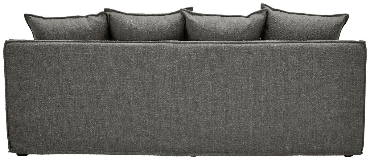 3-Sitzer-Sofa Aurora Grau Bouclé - Schwarz/Grau, Trend, Textil (227/92/105cm) - Livetastic