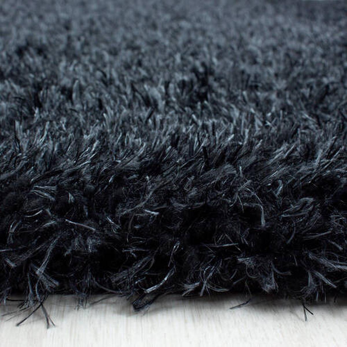 Hochflor Teppich Schwarz Brilliant 160x230 cm - Schwarz, Basics, Textil (160/230cm)