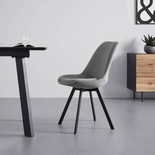 Židle Isabella samet - šedá - šedá/černá, Moderní, kov/textil (49/83/53cm) - Livetastic
