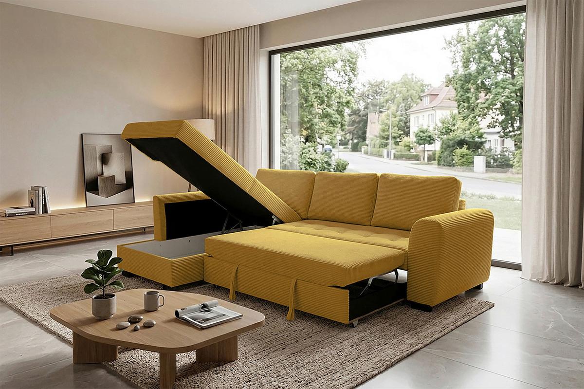 Ecksofa John Senfgelb S: 178x239 Cm - Senfgelb/Schwarz, Trend, Textil (178/239cm)