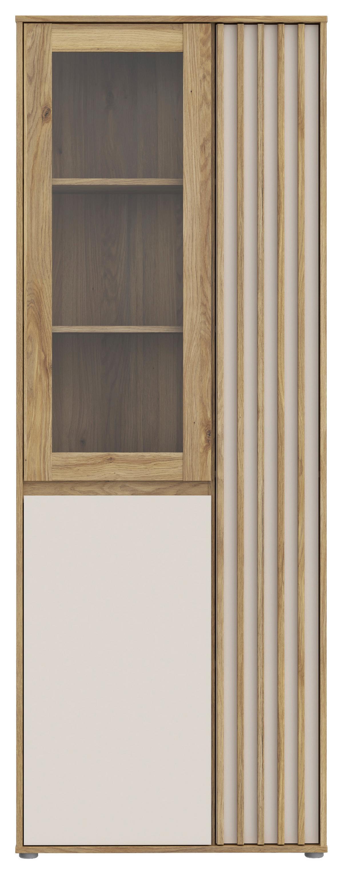 Vitrin Eliston - tölgyfa színű/homokszínű, Natur, műanyag/faalapú anyag (74/200,1/41,5cm) - Modern Living