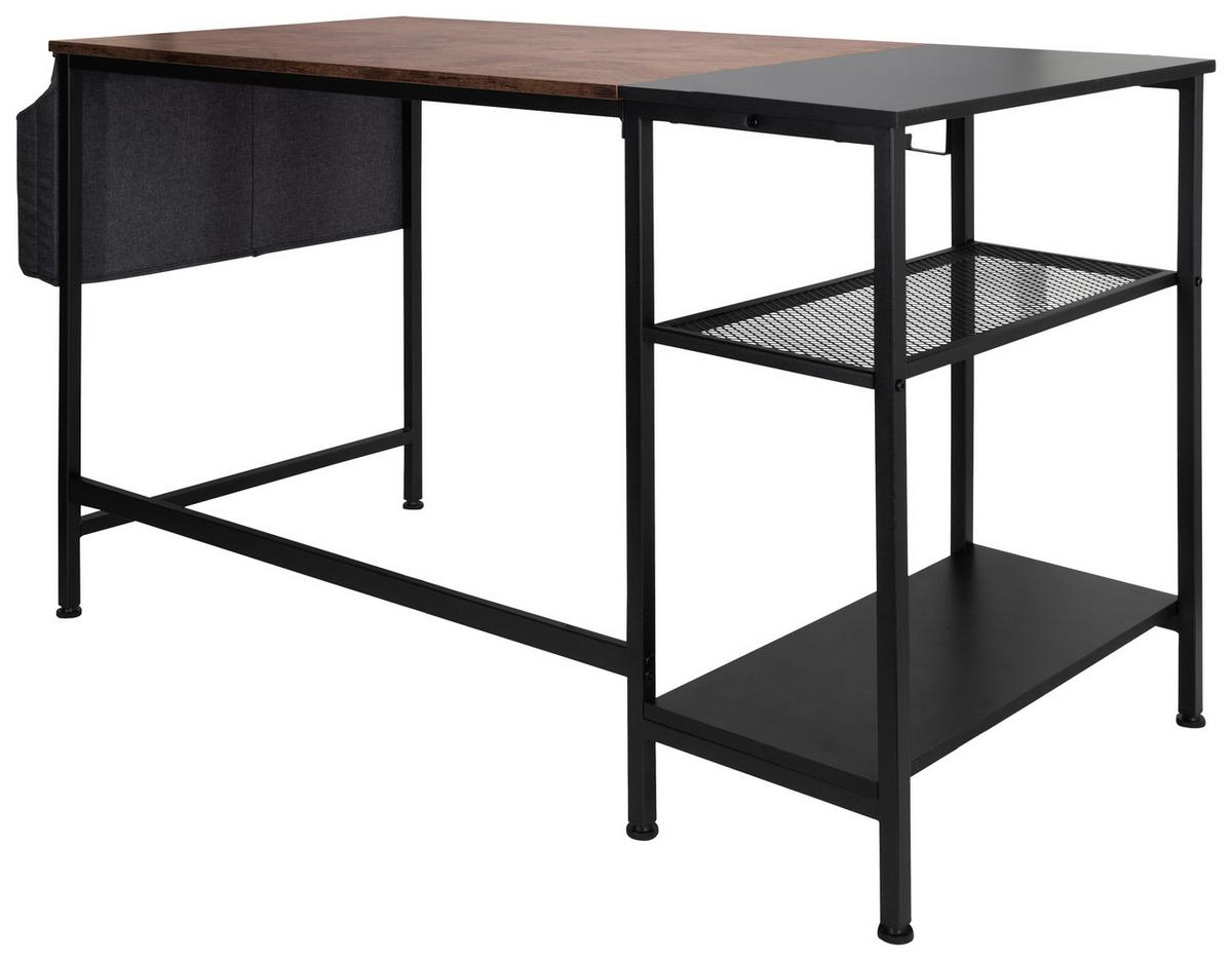 Schreibtisch B 60cm H 76cm Workspace Braun/schwarz - Schwarz/Braun, Basics, Holzwerkstoff/Metall (120/60/76cm) - MID.YOU