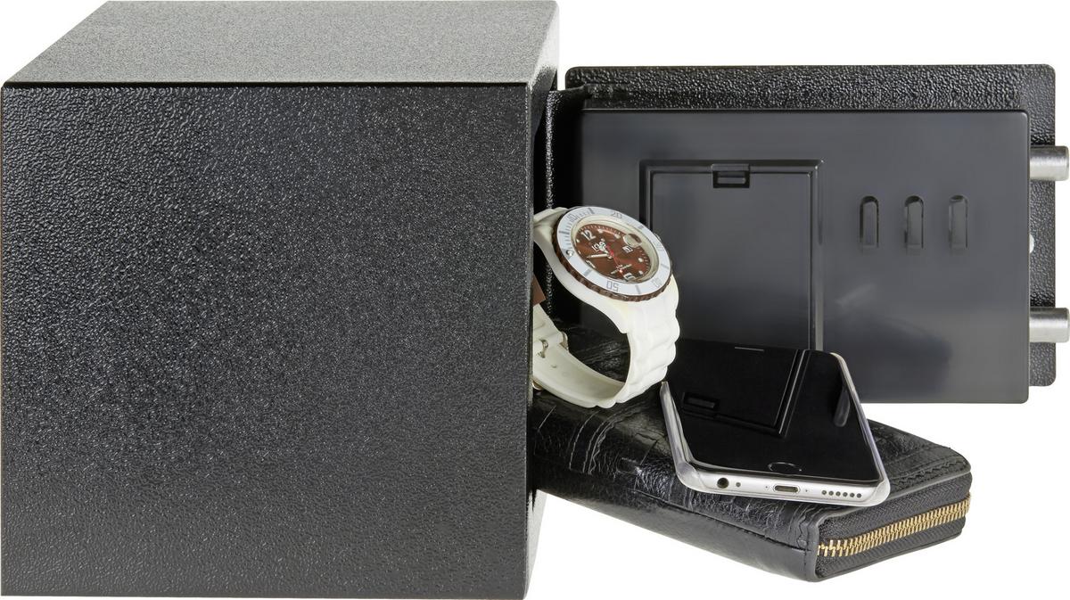 Möbeltresor Mini Elektronikschloss, Ca. 4,6 L - Silberfarben/Schwarz, Metall (17/17/23cm) - Homezone
