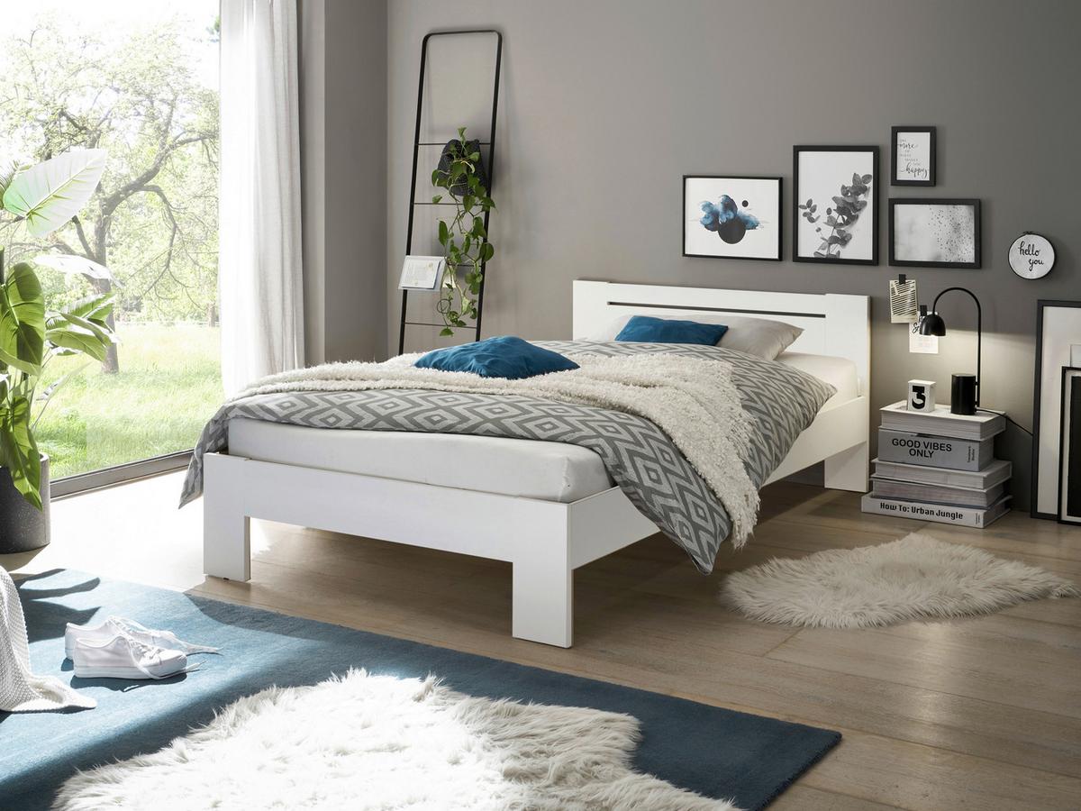 Bett Cannes 120 Weiß 120x200 - Weiß, KONVENTIONELL, Holzwerkstoff (120/200cm) - Ondega