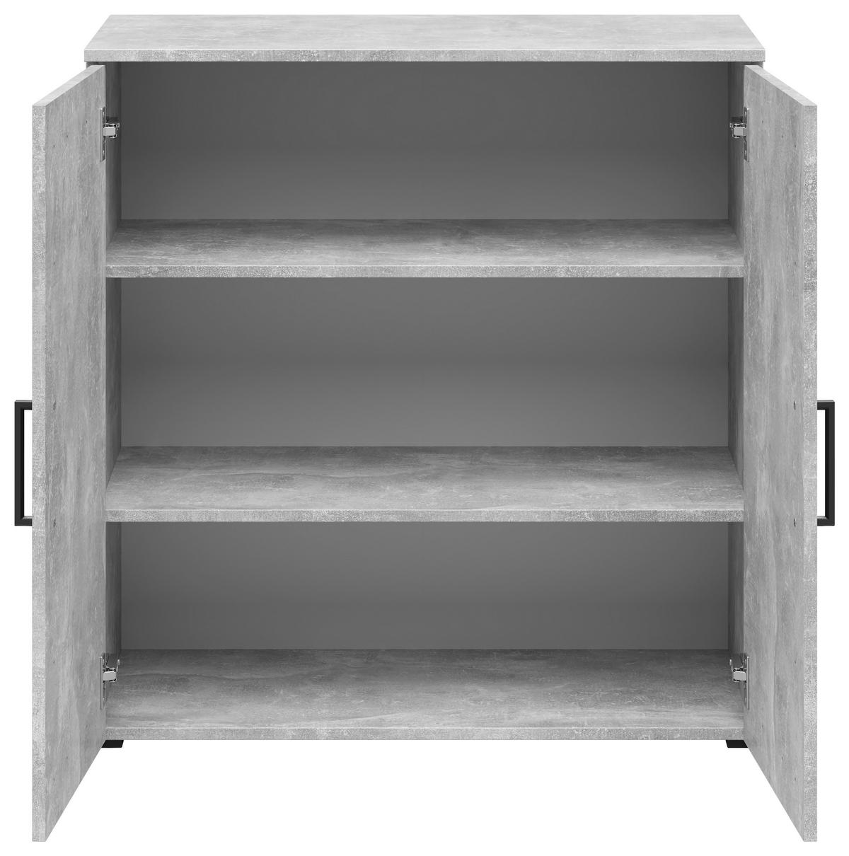 Komoda Cabinet světle šedá, š: 80 cm - šedá/černá, Moderní, kompozitní dřevo/plast (80/83/40cm)