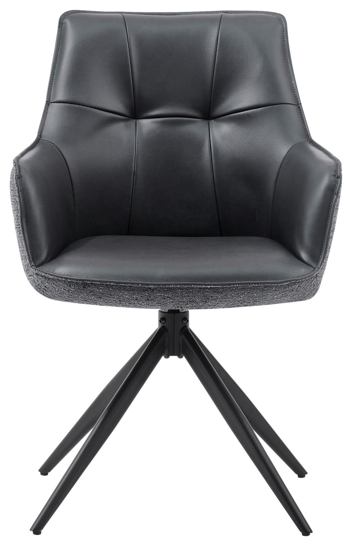 Armlahnstuhl Ion Grau B: 58 cm - Schwarz/Grau, MODERN, Holz/Textil (58/87/61,5cm) - Livetastic