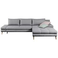 Ecksofa Mit Schlaffunktion + Bettkasten Floby, Webstoff - Erlefarben/Hellgrau, Trend, Textil (313/215cm) - MID.YOU