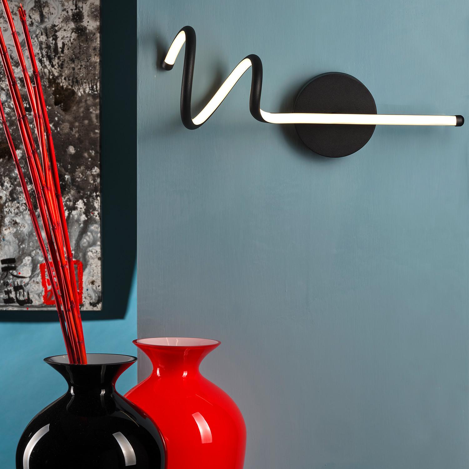LED-Wandleuchte Twist Schwarz Hg L: 20 cm - Schwarz Hochglanz, Design, Metall (20/16/48cm)
