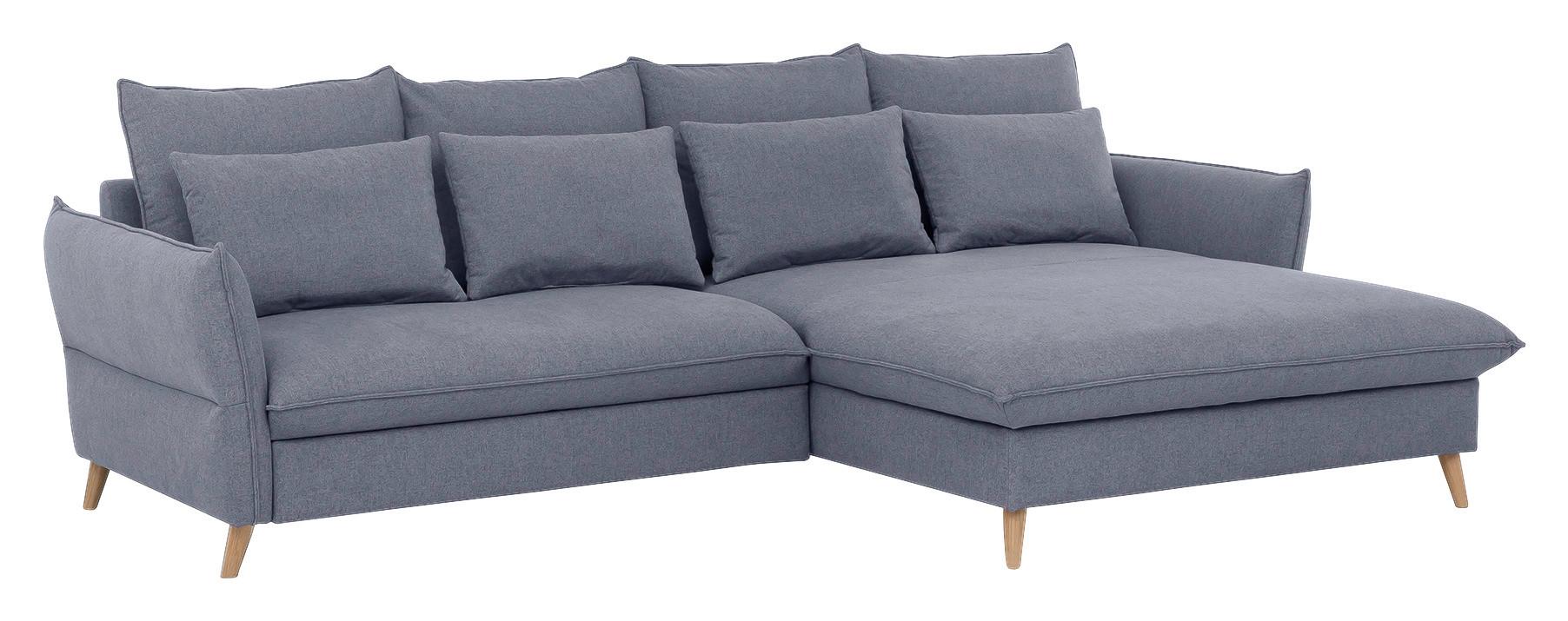 Eckschlafsofa Walker Blau S: 274 Cm - Blau/Buchefarben, Design, Textil (274/170cm) - Livetastic