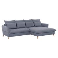 Eckschlafsofa Walker Blau S: 274 cm - Blau/Buchefarben, Design, Textil (274/170cm) - Livetastic