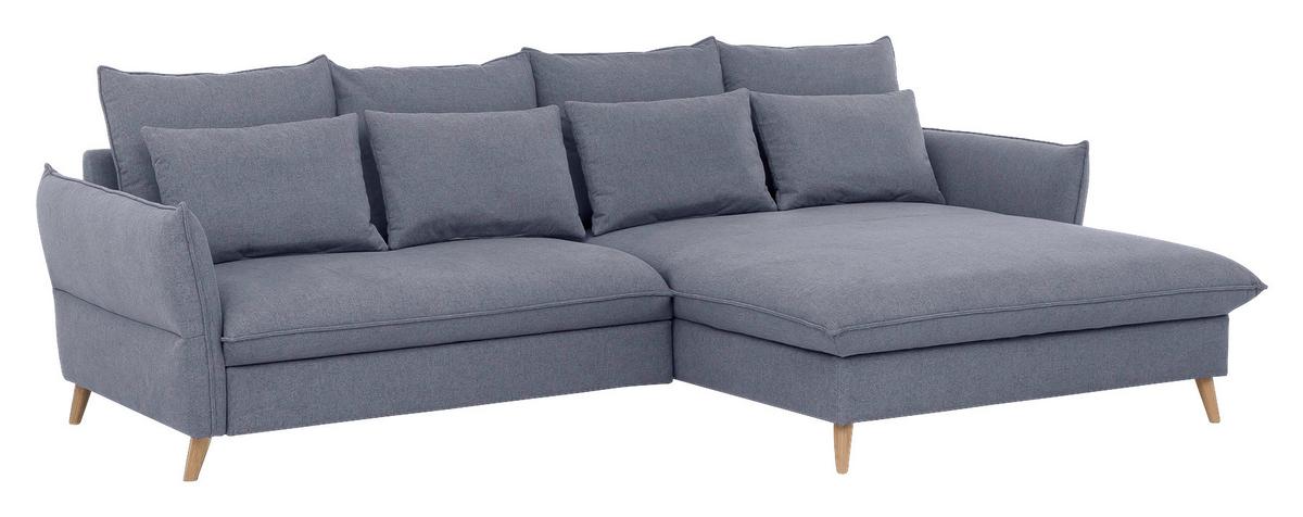 Eckschlafsofa Walker Blau S: 274 cm - Blau/Buchefarben, Design, Textil (274/170cm) - Livetastic