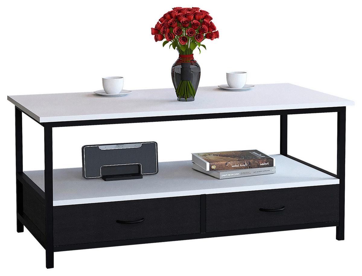 Couchtisch Flonila Schwarz, Weiß L: 100cm - Schwarz/Weiß, Design, Holzwerkstoff/Kunststoff (100/50/45cm) - MID.YOU