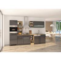 Küchenzeile Mailand mit Geräten 310 cm Anthrazit Elegant - Eichefarben/Anthrazit, MODERN, Holzwerkstoff (310cm) - Held