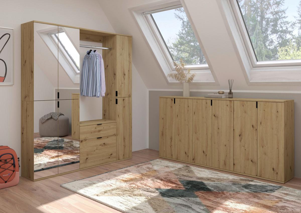 Garderobe Projekt X Eiche Artisan B: 152 cm - KONVENTIONELL, Glas/Holzwerkstoff (152/193/34cm) - MID.YOU