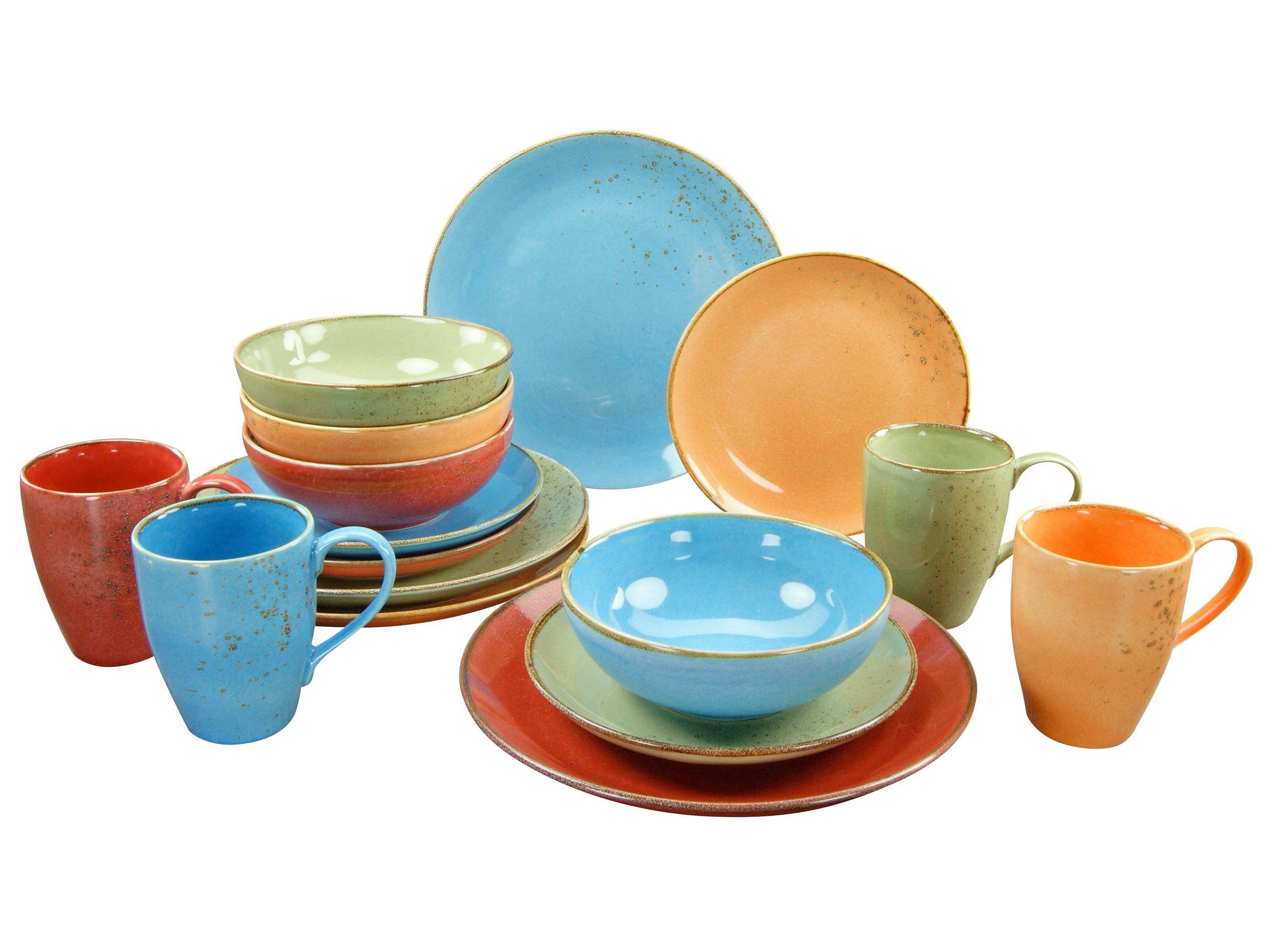 Kombiservice Keramik 4 Personen Geschirr Set - Multicolor, Basics, Keramik - Creatable