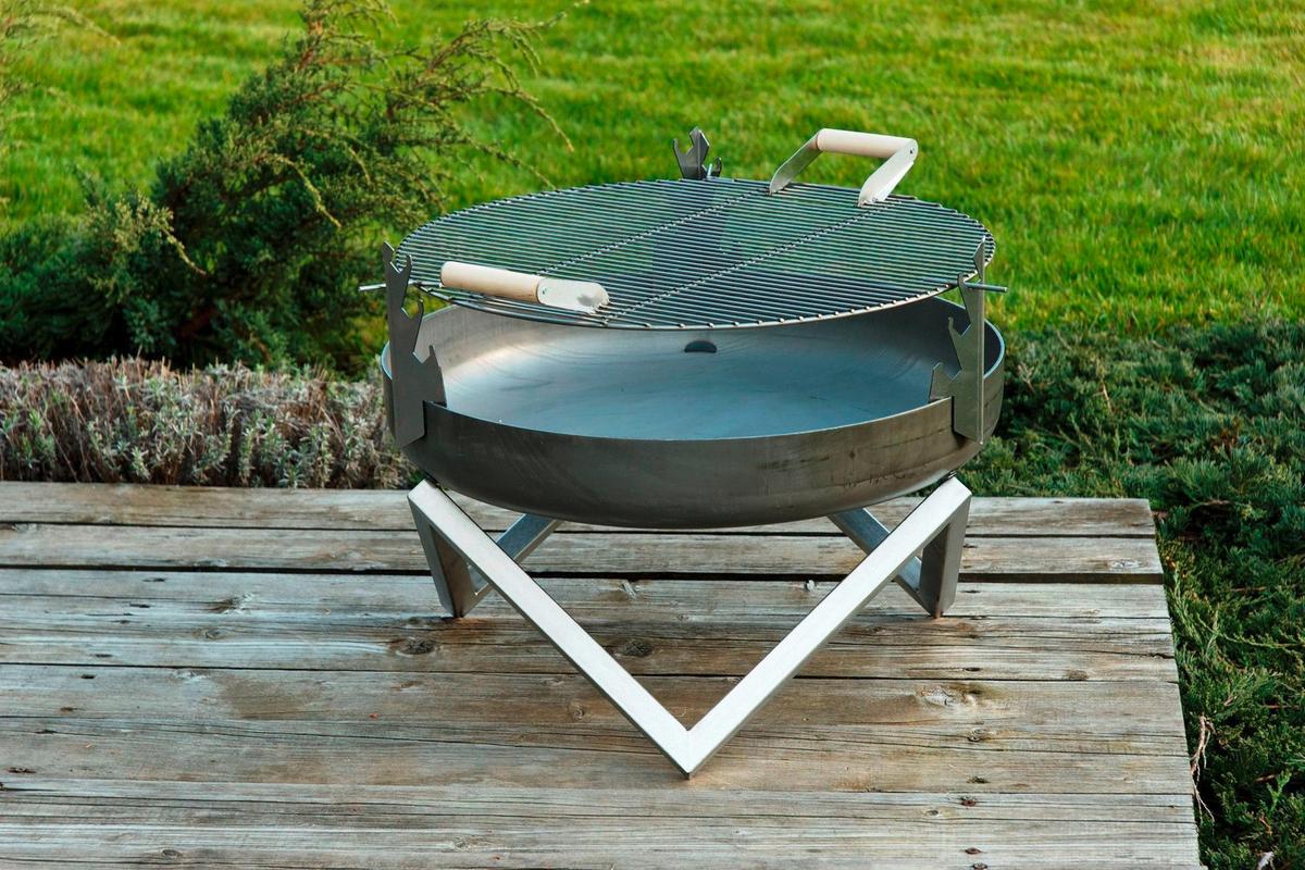Grill-Aufsatz D: 63 cm - Edelstahlfarben/Rostfarben, Basics, Holz/Metall (63cm)