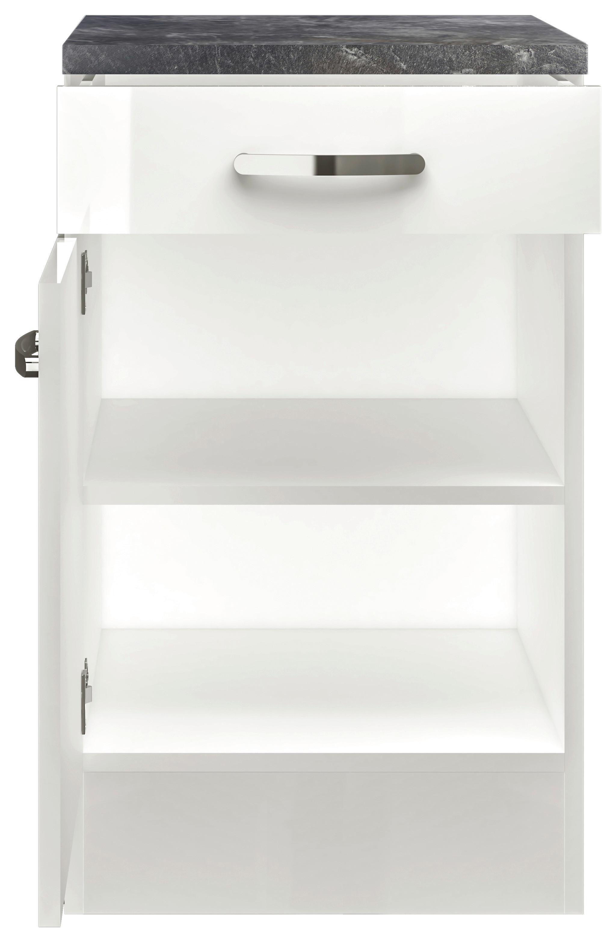 Alsószekrény Alba - magasfényű fehér/fehér, Modern, faalapú anyag (50/86/60cm)