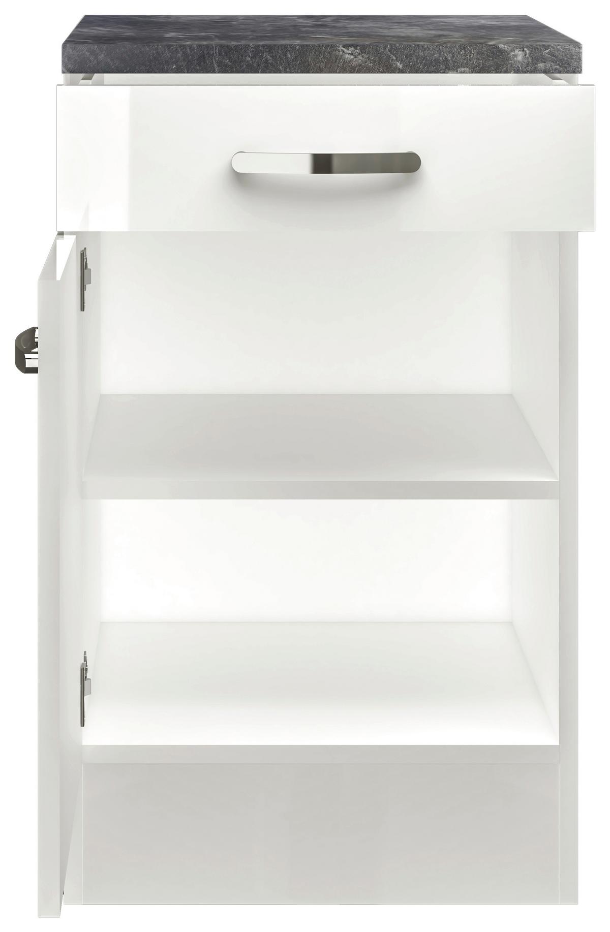 Küchenunterschrank Alba B: 50 cm Weiß/Schiefer mit Lade - Schieferfarben/Weiß Hochglanz, MODERN, Holzwerkstoff (50/86/60cm)