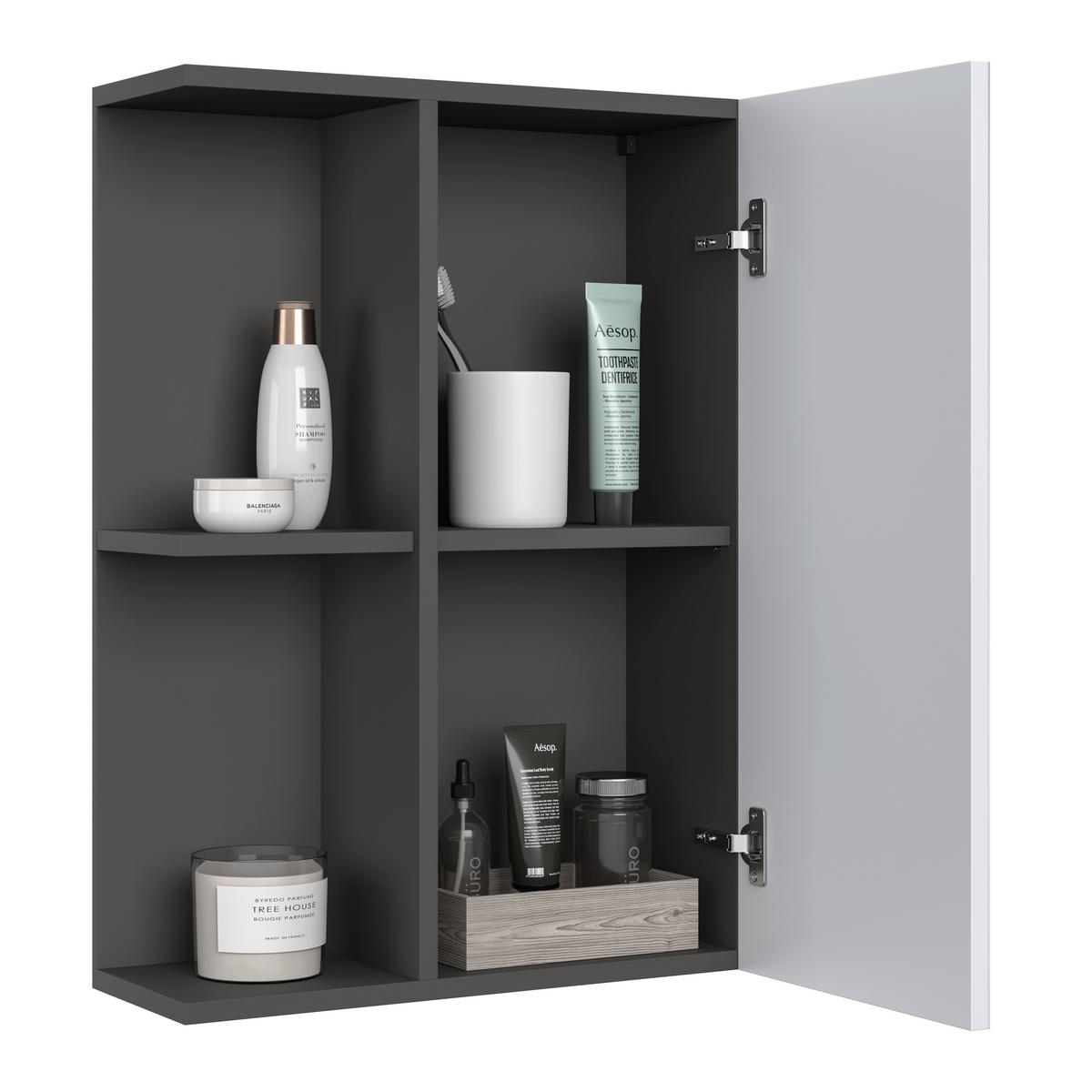 Spiegelschrank Pearl New Snol 119 BHT: 70x71x23 cm - Anthrazit/Weiß, KONVENTIONELL, Glas/Holzwerkstoff (70/71/23cm)