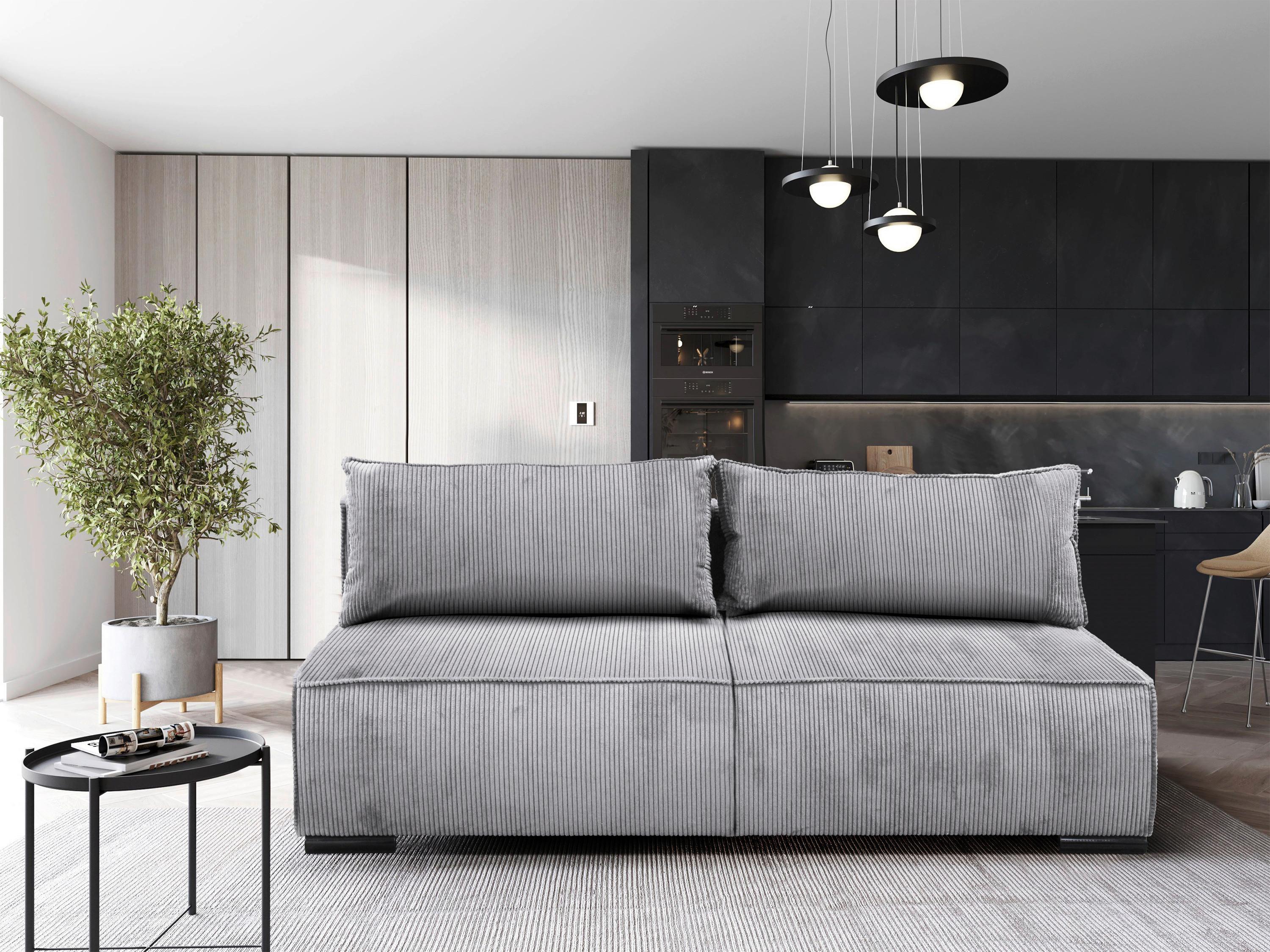 Schlafsofa Flow Grau B: 202 cm - Schwarz/Grau, Design, Textil (202/90/99cm) - MID.YOU